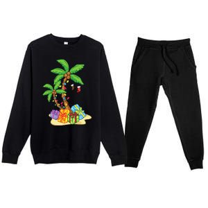 Christmas Palm Tree Tropical Xmas Coconut Lights Funny Gifts Premium Crewneck Sweatsuit Set