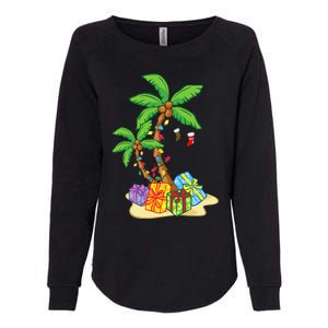 Christmas Palm Tree Tropical Xmas Coconut Lights Funny Gifts Womens California Wash Sweatshirt