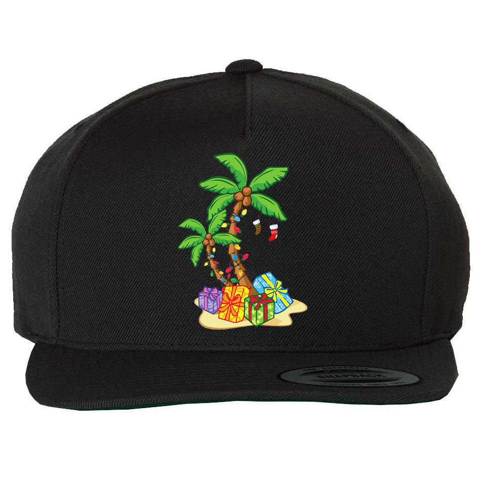 Christmas Palm Tree Tropical Xmas Coconut Lights Funny Gifts Wool Snapback Cap
