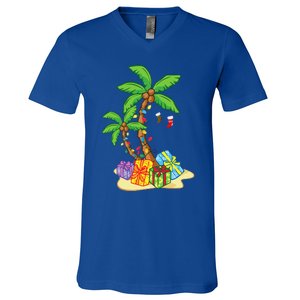 Christmas Palm Tree Tropical Xmas Coconut Lights Funny Gifts V-Neck T-Shirt