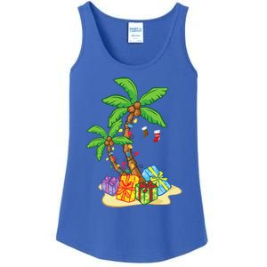 Christmas Palm Tree Tropical Xmas Coconut Lights Funny Gifts Ladies Essential Tank