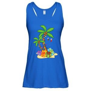 Christmas Palm Tree Tropical Xmas Coconut Lights Funny Gifts Ladies Essential Flowy Tank