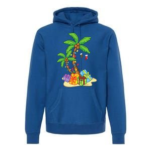 Christmas Palm Tree Tropical Xmas Coconut Lights Funny Gifts Premium Hoodie