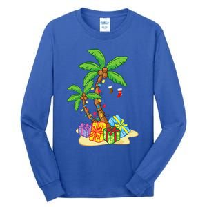 Christmas Palm Tree Tropical Xmas Coconut Lights Funny Gifts Tall Long Sleeve T-Shirt