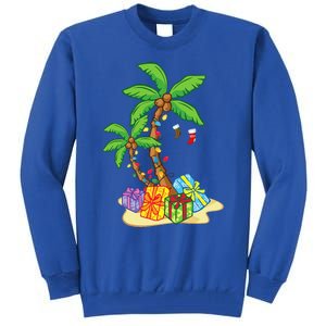 Christmas Palm Tree Tropical Xmas Coconut Lights Funny Gifts Tall Sweatshirt