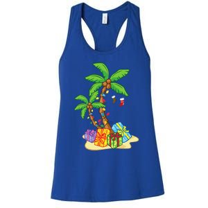 Christmas Palm Tree Tropical Xmas Coconut Lights Funny Gifts Women's Racerback Tank