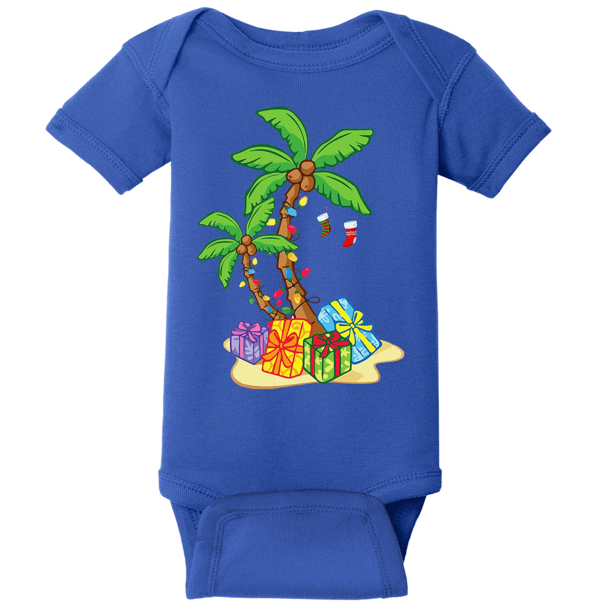 Christmas Palm Tree Tropical Xmas Coconut Lights Funny Gifts Baby Bodysuit