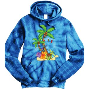 Christmas Palm Tree Tropical Xmas Coconut Lights Funny Gifts Tie Dye Hoodie