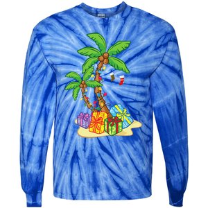 Christmas Palm Tree Tropical Xmas Coconut Lights Funny Gifts Tie-Dye Long Sleeve Shirt