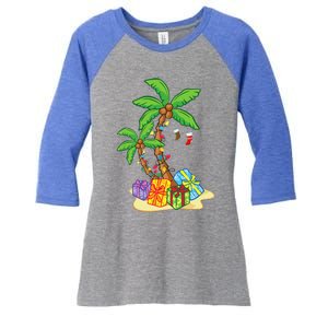 Christmas Palm Tree Tropical Xmas Coconut Lights Funny Gifts Women's Tri-Blend 3/4-Sleeve Raglan Shirt