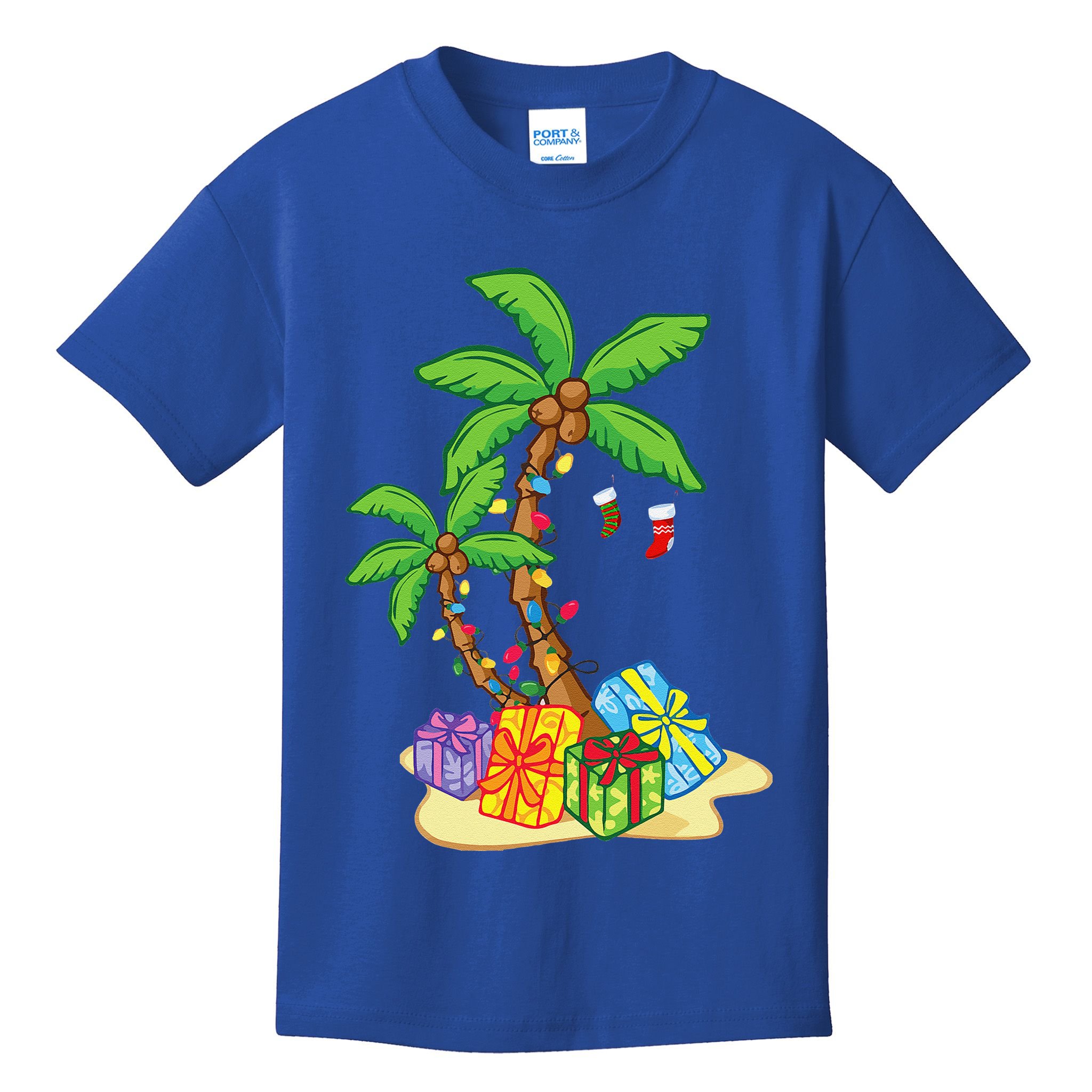 Christmas Palm Tree Tropical Xmas Coconut Lights Funny Gifts Kids T-Shirt