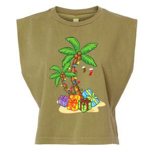 Christmas Palm Tree Tropical Xmas Coconut Lights Funny Gifts Garment-Dyed Women's Muscle Tee