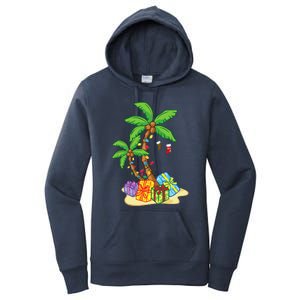 Christmas Palm Tree Tropical Xmas Coconut Lights Funny Gifts Women's Pullover Hoodie