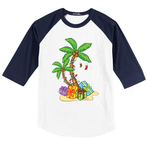 Christmas Palm Tree Tropical Xmas Coconut Lights Funny Gifts Baseball Sleeve Shirt