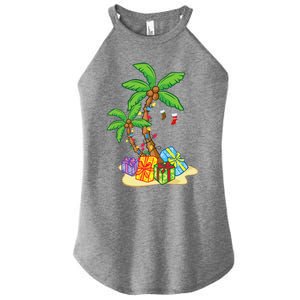 Christmas Palm Tree Tropical Xmas Coconut Lights Funny Gifts Women's Perfect Tri Rocker Tank