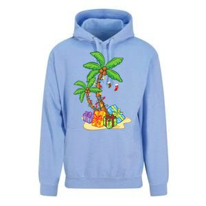 Christmas Palm Tree Tropical Xmas Coconut Lights Funny Gifts Unisex Surf Hoodie