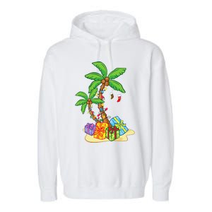 Christmas Palm Tree Tropical Xmas Coconut Lights Funny Gifts Garment-Dyed Fleece Hoodie