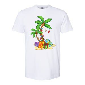 Christmas Palm Tree Tropical Xmas Coconut Lights Funny Gifts Softstyle CVC T-Shirt