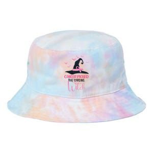 Cancer Picked The Wrong Witch Breast Cancer Awareness Tie Dye Newport Bucket Hat