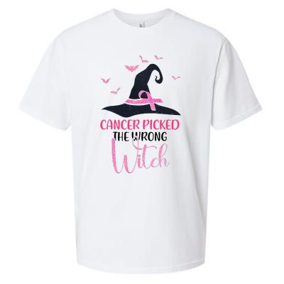 Cancer Picked The Wrong Witch Breast Cancer Awareness Sueded Cloud Jersey T-Shirt