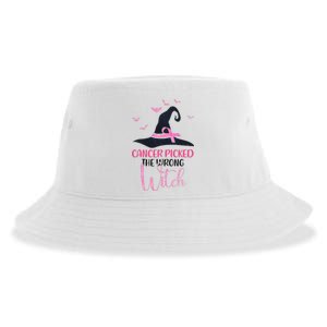 Cancer Picked The Wrong Witch Breast Cancer Awareness Sustainable Bucket Hat