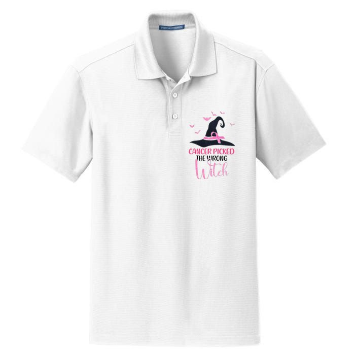 Cancer Picked The Wrong Witch Breast Cancer Awareness Dry Zone Grid Polo