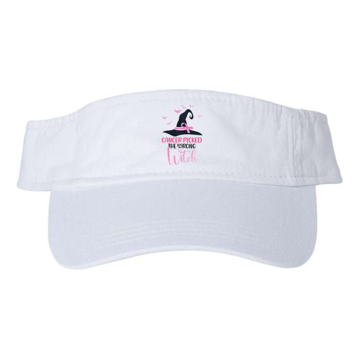 Cancer Picked The Wrong Witch Breast Cancer Awareness Valucap Bio-Washed Visor