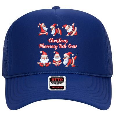 Christmas Pharmacy Tech Crew Funny Funny Santa Claus Yoga Gift High Crown Mesh Back Trucker Hat