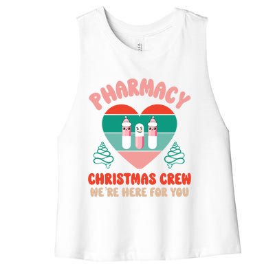 Christmas Pharmacy Technician Meaningful Gift Pharmacy Tech Crew Santa Gift Women's Racerback Cropped Tank