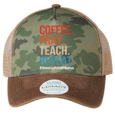 Coffee Pray Teach Repeat Homeschool Mom Mother Vintage Gift Legacy Tie Dye Trucker Hat