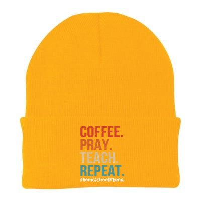 Coffee Pray Teach Repeat Homeschool Mom Mother Vintage Gift Knit Cap Winter Beanie