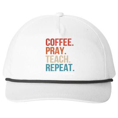 Coffee Pray Teach Repeat Homeschool Mom Mother Vintage Gift Snapback Five-Panel Rope Hat