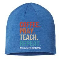 Coffee Pray Teach Repeat Homeschool Mom Mother Vintage Gift Sustainable Beanie