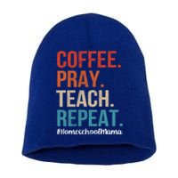 Coffee Pray Teach Repeat Homeschool Mom Mother Vintage Gift Short Acrylic Beanie