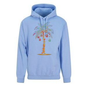 Christmas Palm Tree Light Hawaiian Tropical Xmas Unisex Surf Hoodie