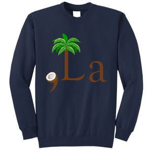 Coconut Palm Tree Comma + La Kamala Harris President 2024 Tall Sweatshirt