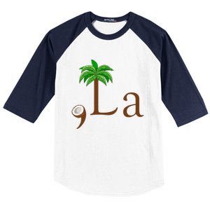 Coconut Palm Tree Comma + La Kamala Harris President 2024 Baseball Sleeve Shirt