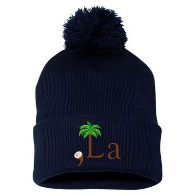 Coconut Palm Tree Comma + La Kamala Harris President 2024 Pom Pom 12in Knit Beanie