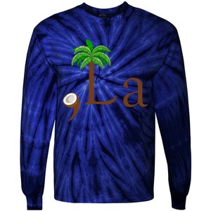 Coconut Palm Tree Comma + La Kamala Harris President 2024 Tie-Dye Long Sleeve Shirt