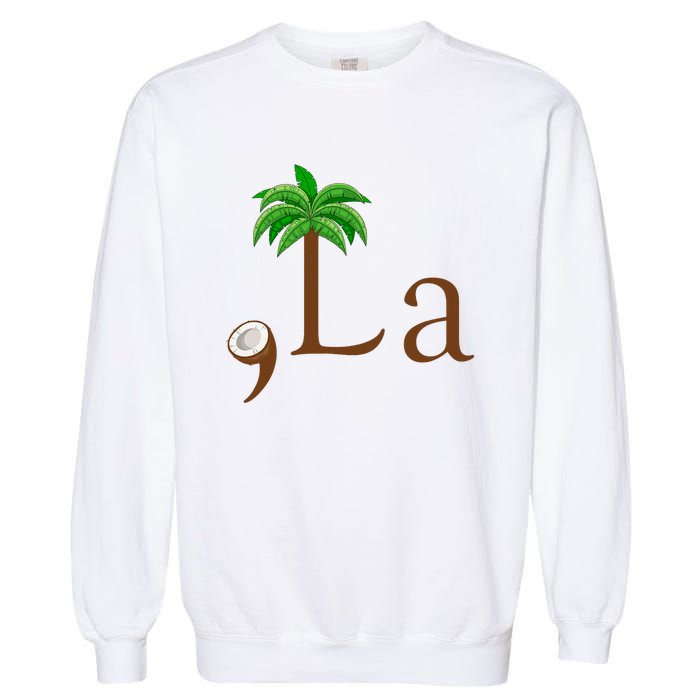 Coconut Palm Tree Comma + La Kamala Harris President 2024 Garment-Dyed Sweatshirt