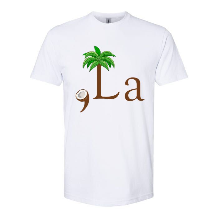 Coconut Palm Tree Comma + La Kamala Harris President 2024 Softstyle CVC T-Shirt