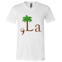 Coconut Palm Tree Comma + La Kamala Harris President 2024 V-Neck T-Shirt