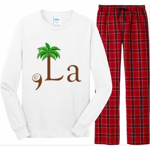 Coconut Palm Tree Comma + La Kamala Harris President 2024 Long Sleeve Pajama Set