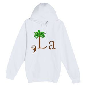 Coconut Palm Tree Comma + La Kamala Harris President 2024 Premium Pullover Hoodie