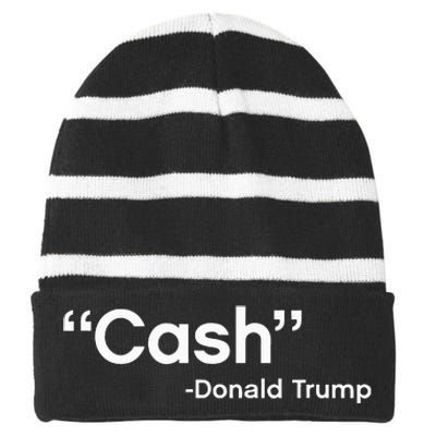 Cash Payment Trump Cash Bail Press Conference Striped Beanie with Solid Band