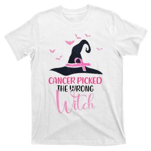 Cancer Picked The Wrong Witch Breast Cancer Awareness T-Shirt