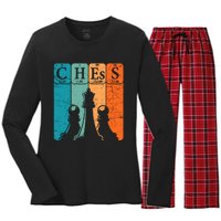 Chess Periodic Table Elements Nerd Chess Player Vintage Women's Long Sleeve Flannel Pajama Set 