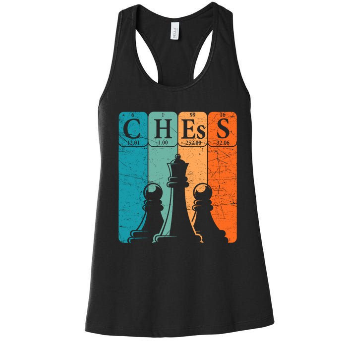 Chess Periodic Table Elements Nerd Chess Player Vintage Women's Racerback Tank