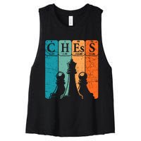 Chess Periodic Table Elements Nerd Chess Player Vintage Women's Racerback Cropped Tank