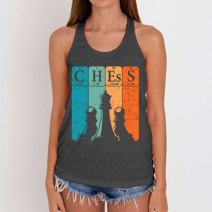 Chess Periodic Table Elements Nerd Chess Player Vintage Women's Knotted Racerback Tank